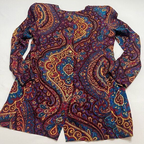 Richard Warren VTG 100% Silk Paisley Skirt Set Size 14 - Picture 7 of 15